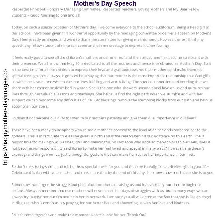 Mother's Day Speech